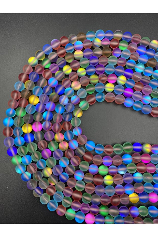 8 مللي متر مختلط اللون عاكس جانجان ليزر ماتي متجمد الزجاج حبة سلسلة ، 40 سنتيمتر الزجاج حبة سلسلة - 1