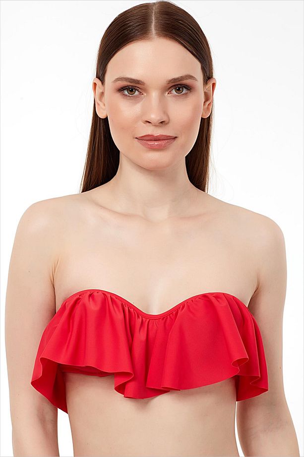 63553 Kırmızı Straplez Bikini Üstü - 2