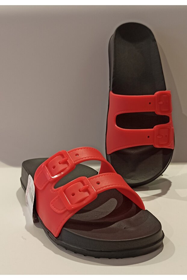 Red Anatomical Sole Soft Plastic Extra Light Women's Pool Sea Beach Home And Street Slippers Eva