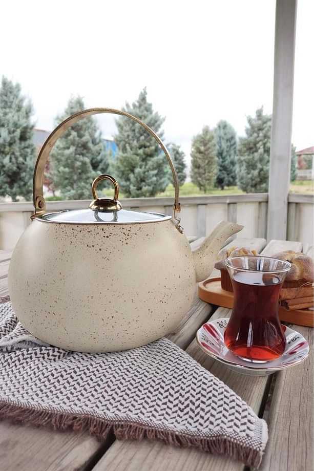 Granit Kamp Ve Mutfak Çay Bitki Çayı Demliği 3,5 Lt Bej - 152.2.07.042 C1-1-281 - 3