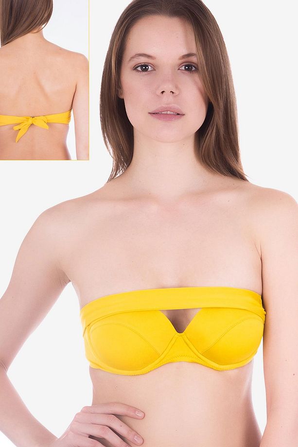 63551 Sarı 6 Şekilde Bağlamalı Bikini Üstü - 1