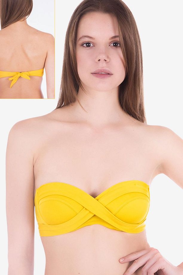 63551 Sarı 6 Şekilde Bağlamalı Bikini Üstü - 5
