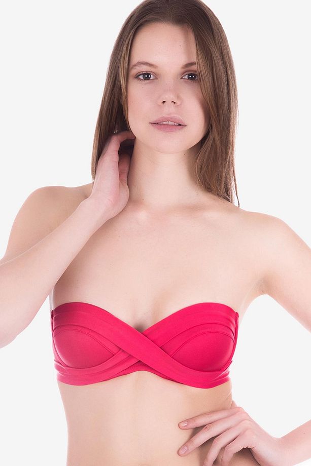 63551 Kırmızı 6 Şekilde Bağlamalı Bikini Üstü - 2