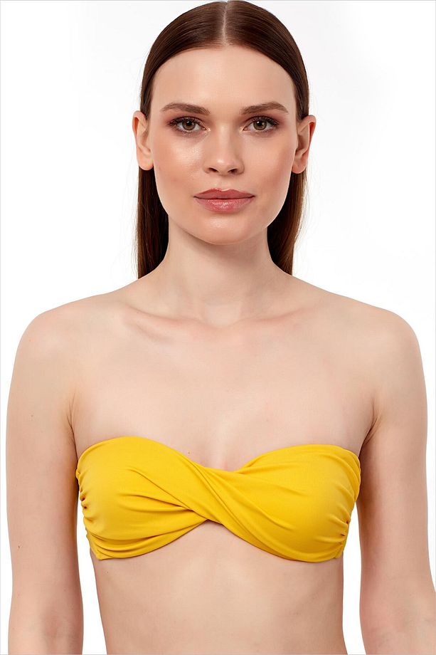 63508 Sarı Burgu Straplez Bikini Üstü - 2