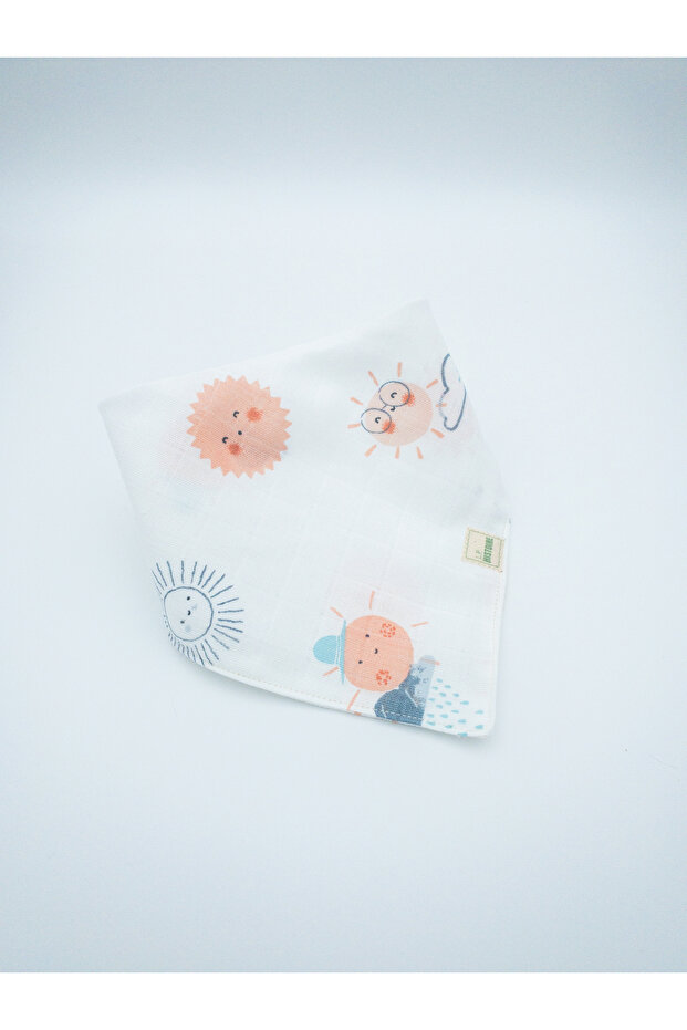 Double Layer 100% Cotton Orange Sun Muslin Baby Drool Bib-Scarf