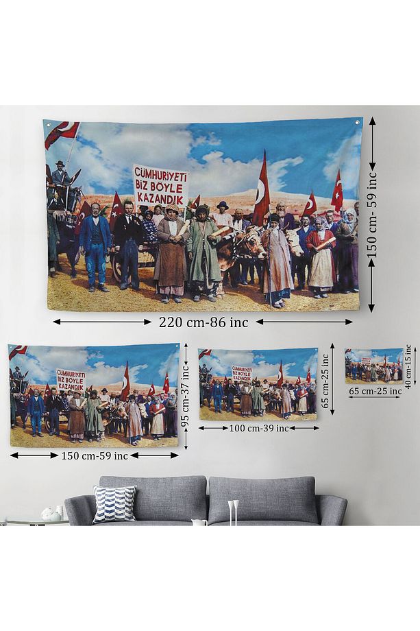 Biz Cumhuriyeti Böyle Kazandık Duvar Örtüsü-Halısı-6573 - 3