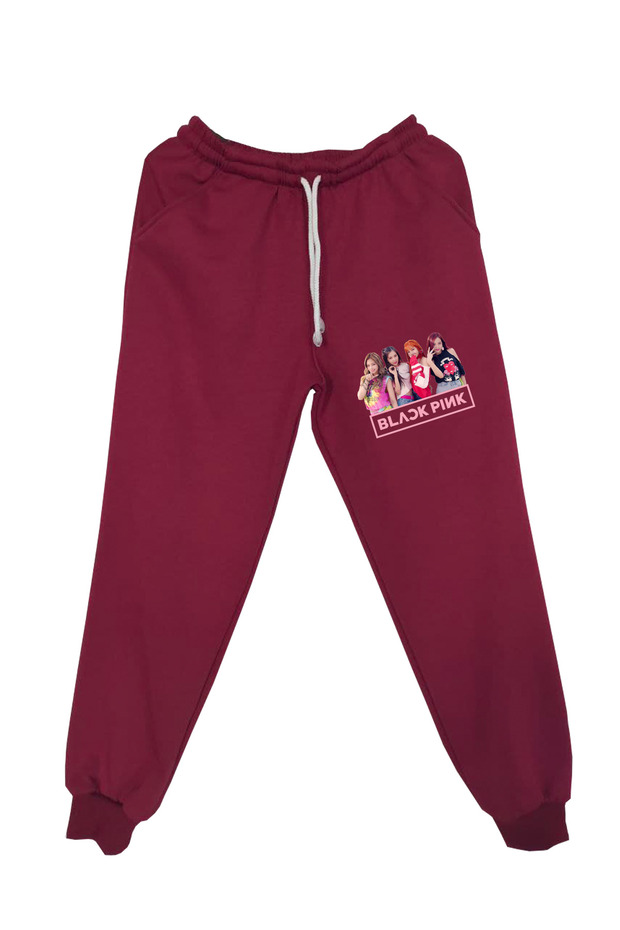 Girls/Boys Black Pink Digital Printed Single Sweatpants Knitted Two Threads with Raised Inside (Fleece)