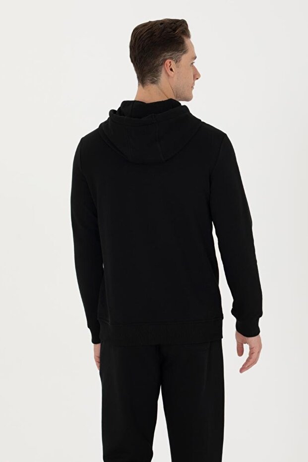 Erkek Kapüşonlu Basic Sweatshirtt - 6