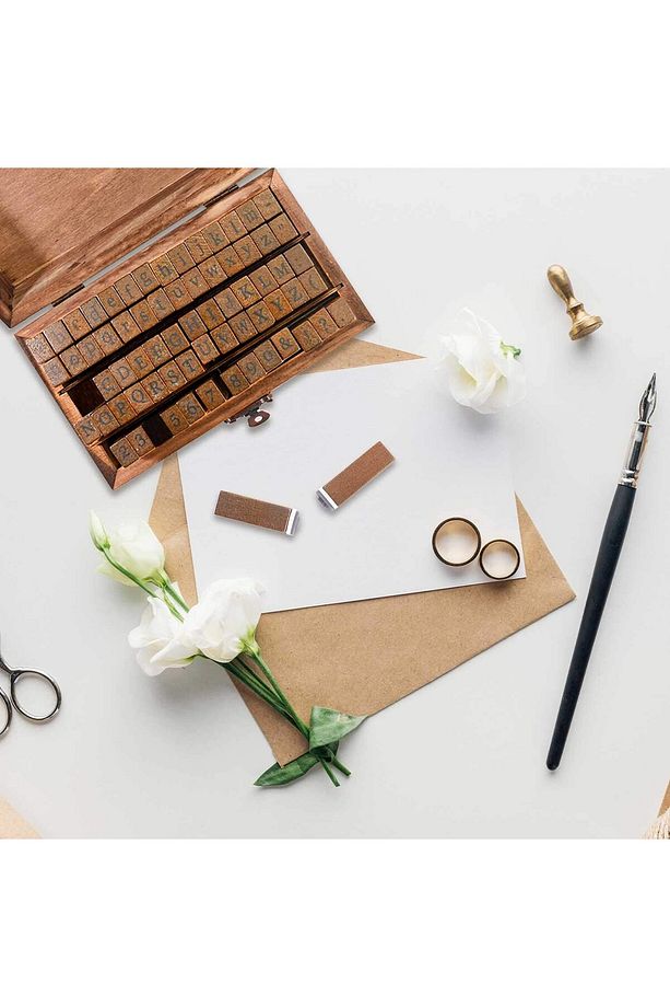 Damga Mühür Seti-70 Adet Retro Ahşap Mühür-damga Seti- A-z-0-9 Scrapbooking Büyük Ve Küçük Harfler - 5