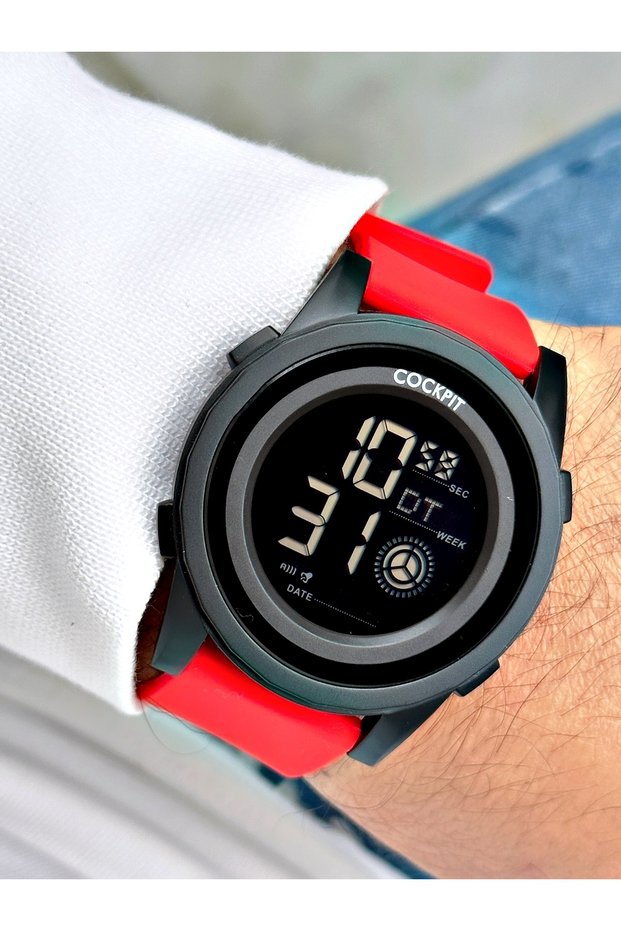 Digital Men's Wristwatch with Silicone Strap 5 ATM Waterproof Alarm and Illuminated Stopwatch