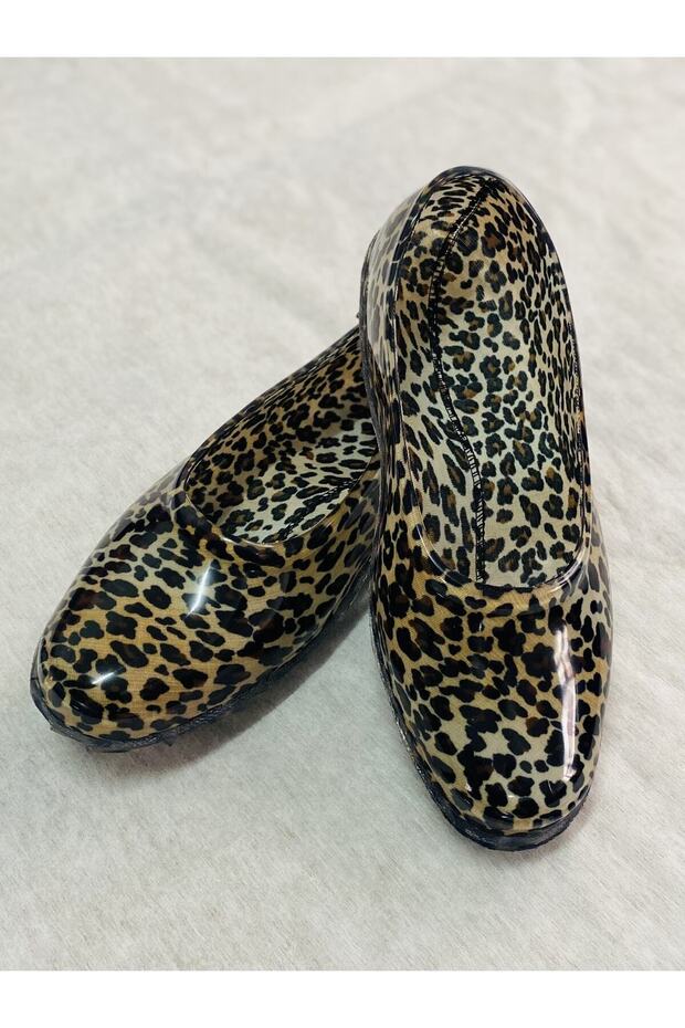 Leopar Desenli Kadın Lastik Iş Kamp Gezi Ayakkabı - 1