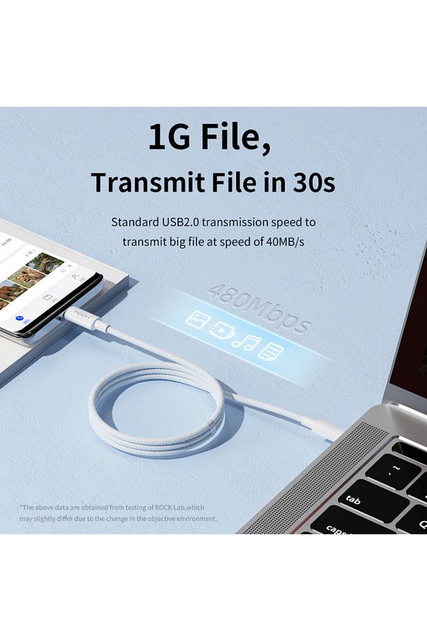 100W Type-C to Type-C 5A PD 1 Metre Şarj ve Data Kablosu (iPad & MacBook) - Beyaz - 2