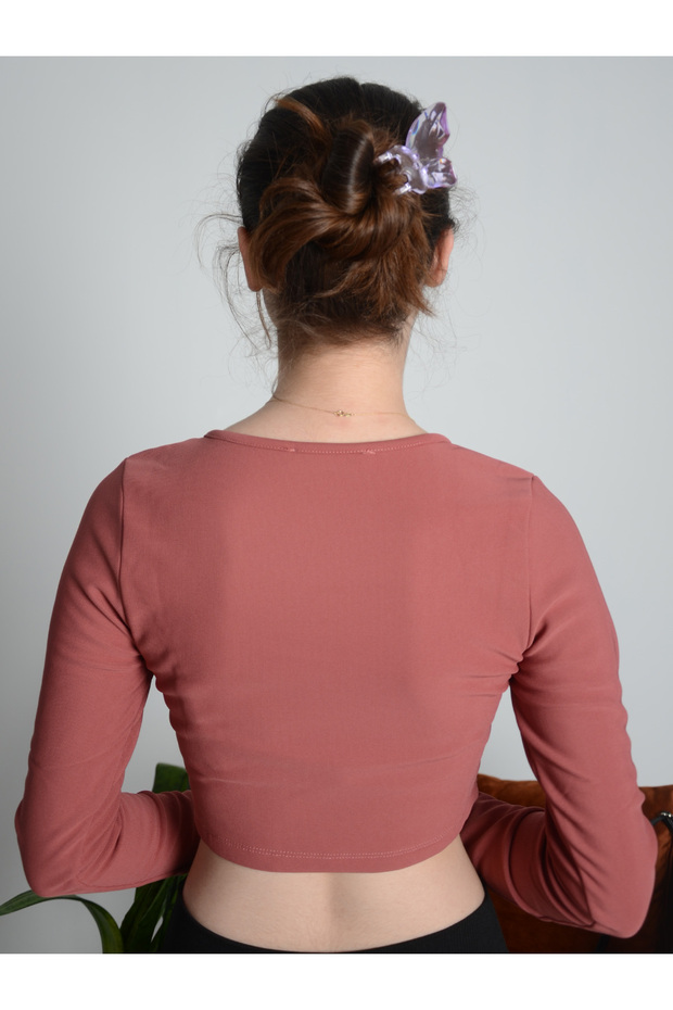 Crew Neck Crop Sweatshirt - 4