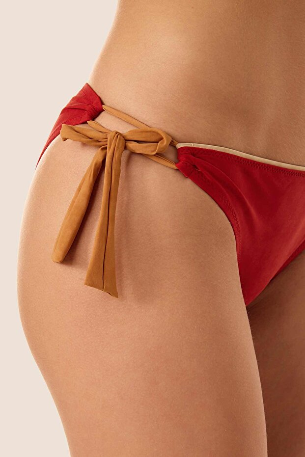 4664 Kiremit Nakış Işlemeli Bikini Takımı - 4