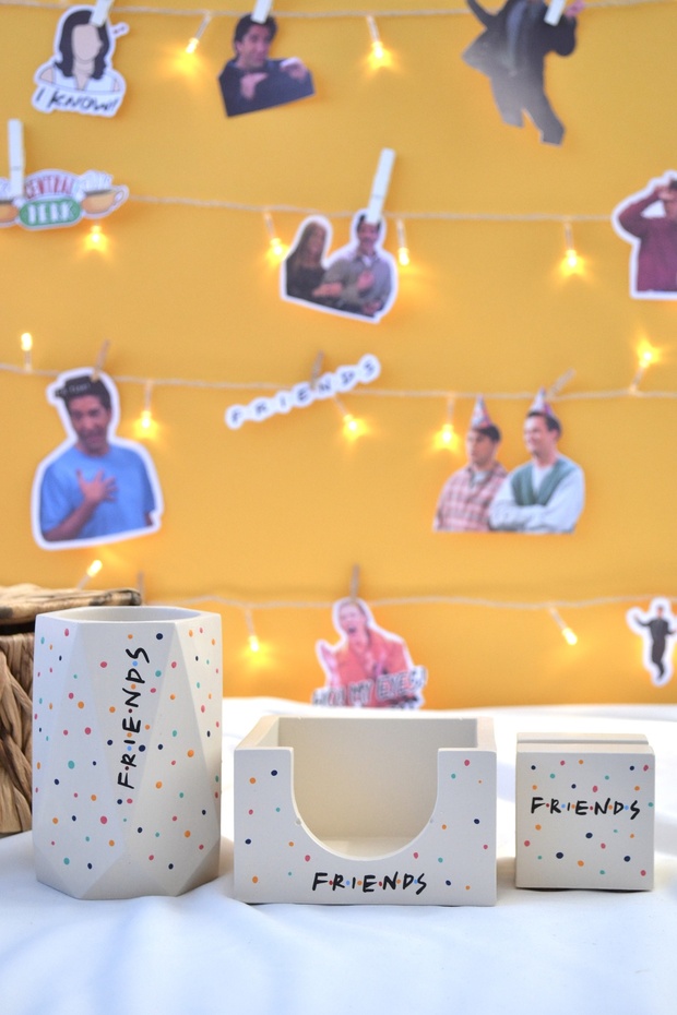 Friends Triple Office Set| Pen Holder Memo Holder Business Card Holder| Desktop Organizer