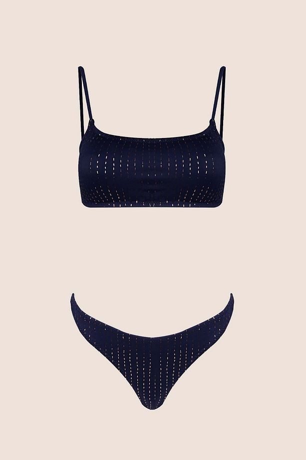 3506 Lacivert Simli Bikini Takımı - 4