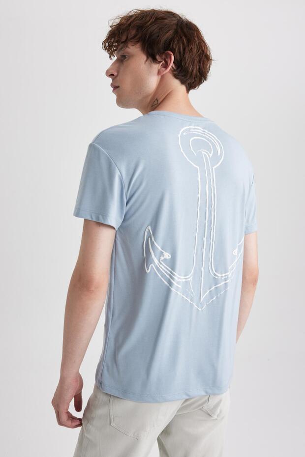 Regular Fit Crew Neck Back Printed Short Sleeve T-Shirt B3810ax23hs