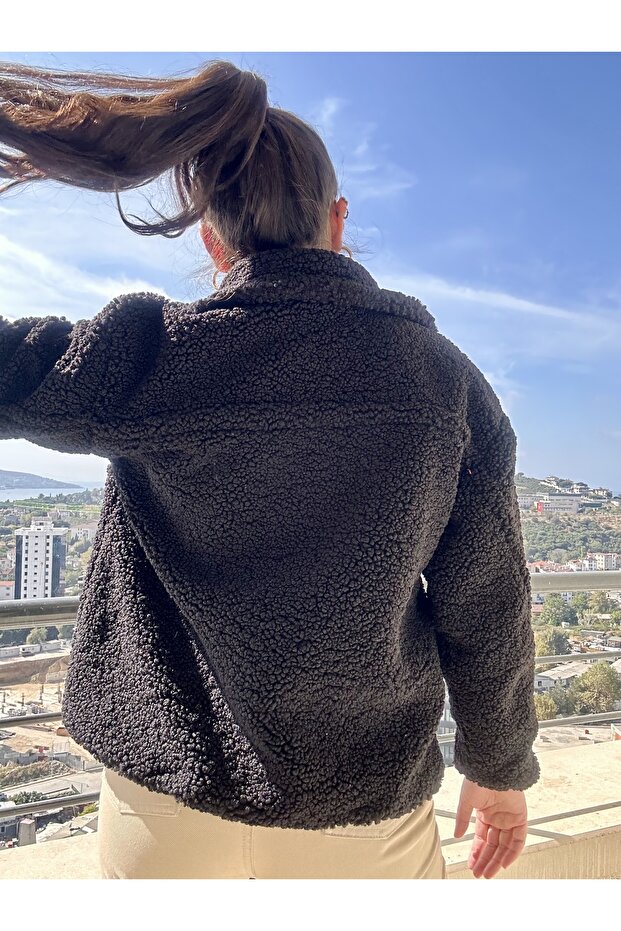 Kısa Düğmeli Buklet Ceket - 5