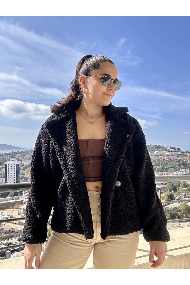 Kısa Düğmeli Buklet Ceket - 4