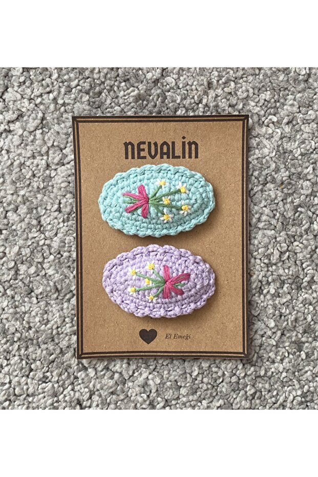 Flower Embroidered Colorful Knitted Snap Kids Buckle