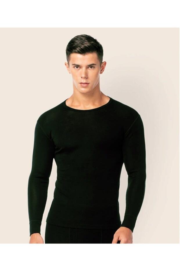Men's Black Thermal Top Undershirt - 1