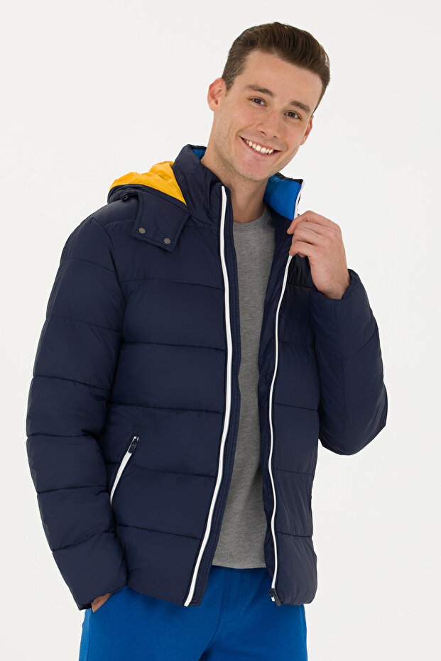 BASE. POLO ASSN. NAVY BLUE HOODED COAT