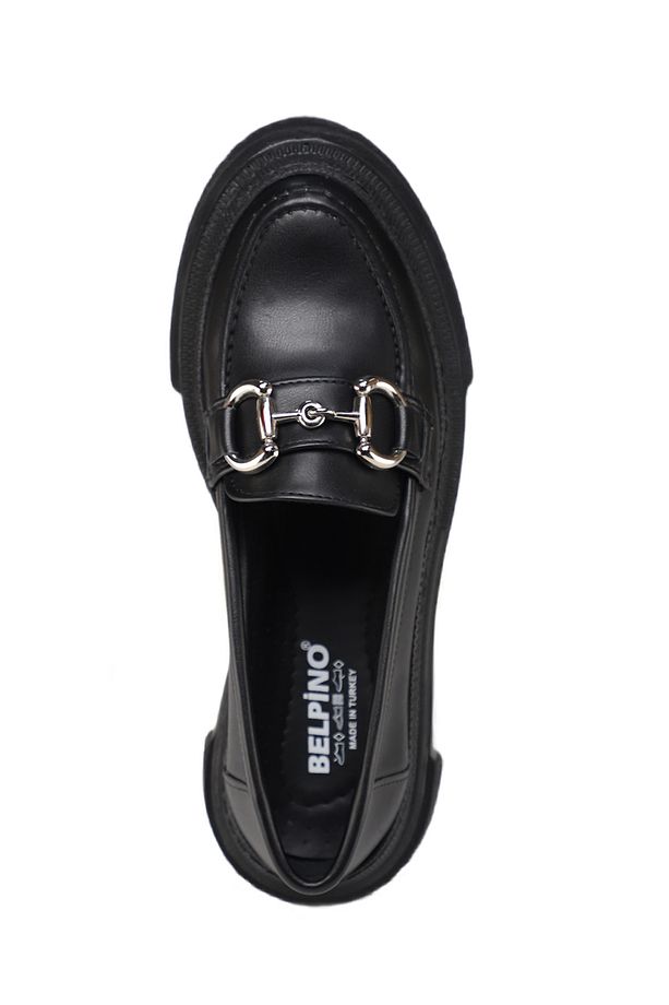 ® | Smart Kadın Siyah 5cm Yüksek Özel Kalın Taban Sert Dayanıklı Şık Tarz Loafer Ayakkabı - 4