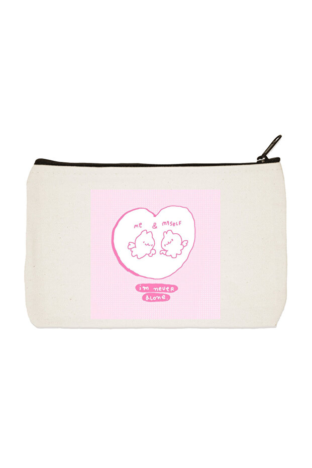 I'm Never Alone Printed Cloth Makeup Bag, Pen Holder, Handbag