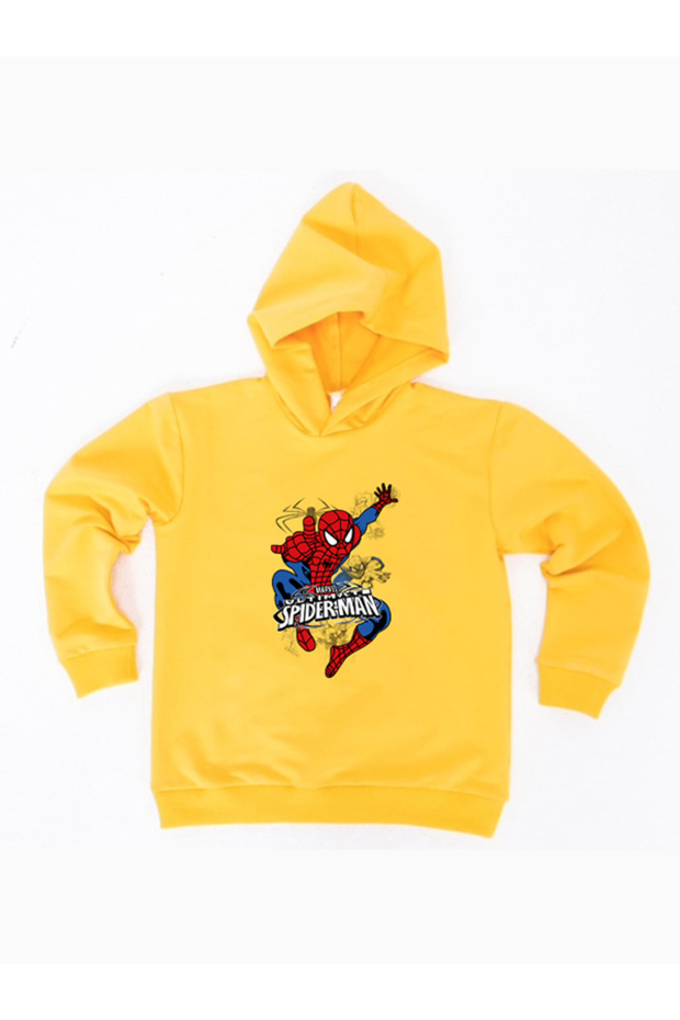 printed spiderman hooded cotton fabric children's sweatshirt