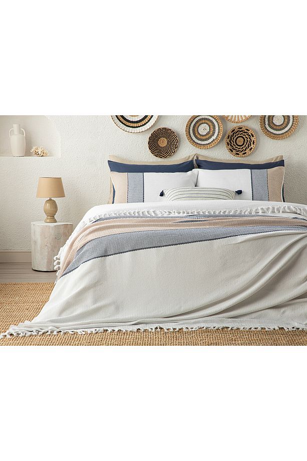 Josse Dokuma Tek Kişilik Yatak Örtüsü Takımı 160x240 Cm Krem - 1
