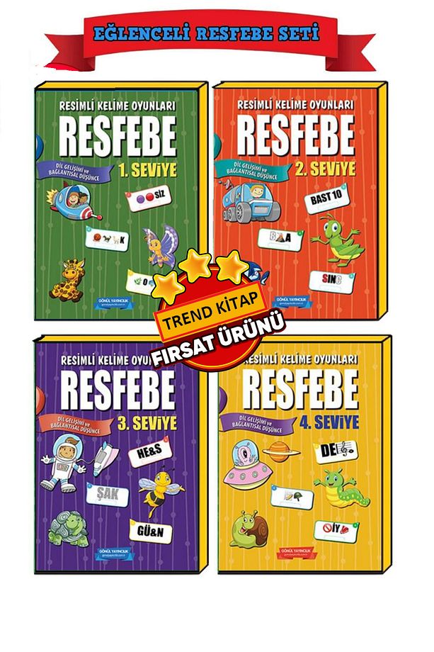Adım Adım Resfebe Seti (seviye 1-2-3-4) Kelime Oyunları kitap seti - 1