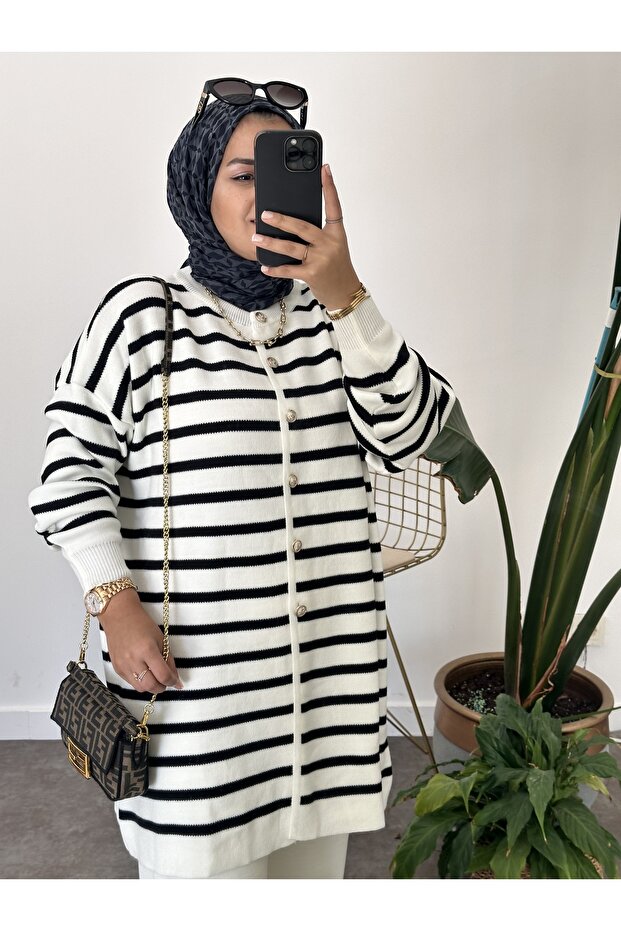 Striped knitwear cardigan