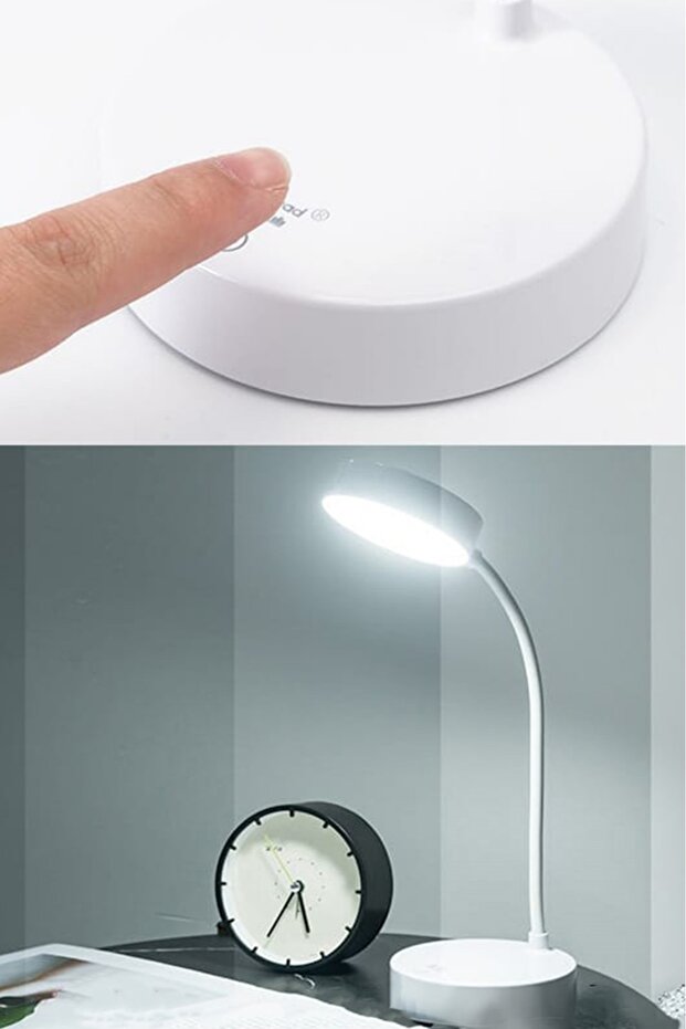 Yeni Nesil Şarjlı Dokunmatik 20 Led Çalışma Okuma Işığı Flexible Masa Lambası 3 Farklı Işık Seçeneği - 2