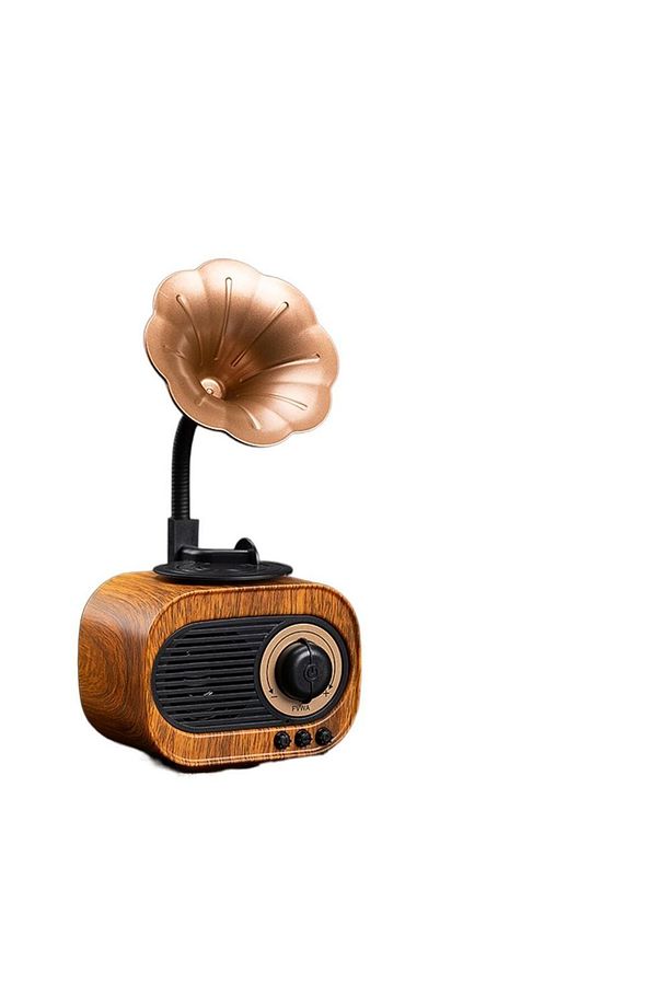 Mini Nostaljik Gramofon Retro Bluetooth Kablosuz SD Hoparlör Vintage Ahşap Radyo Müzik Kutusu - 4