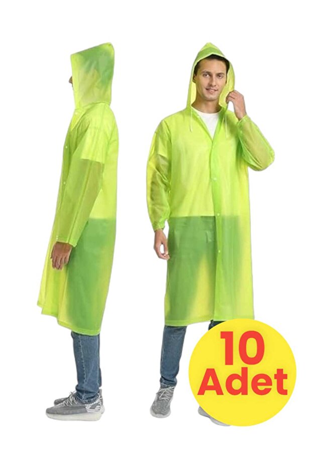 Men's Windproof Hooded Raincoat Eva Raincoat 10 Pieces