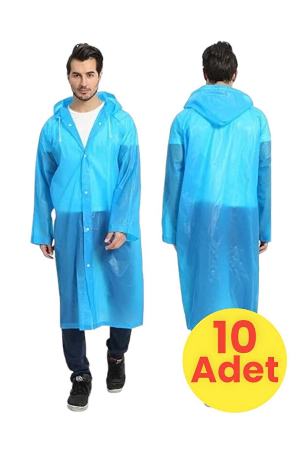 Men's Windproof Hooded Raincoat Eva Raincoat 10 Pieces
