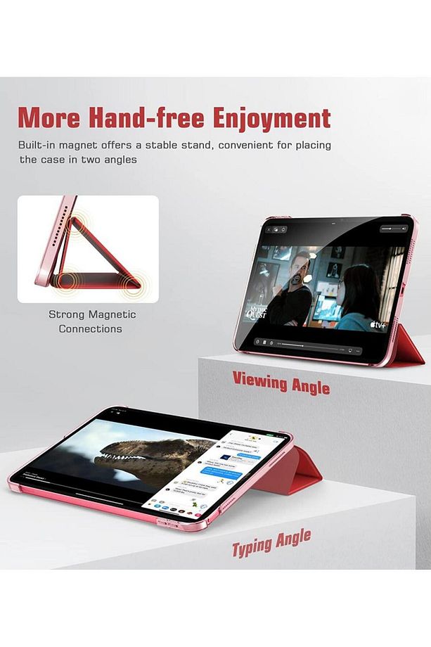 Apple iPad 5. Nesil 6. Nesil 9.7 Kılıf PU Deri Smart Standlı Case A1822 A1823 A1893 A1954 Kırmızı - 2