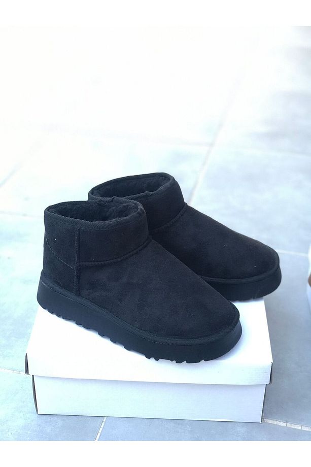 Bilek Boy Mini İçi Tüylü Kalın Taban Kadın Yarım Bot - 3