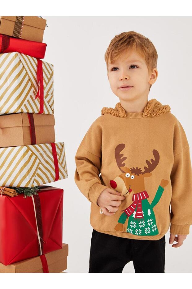 LCW baby Uzun Kollu Yılbaşı Temalı Erkek Bebek Hoodie - 2