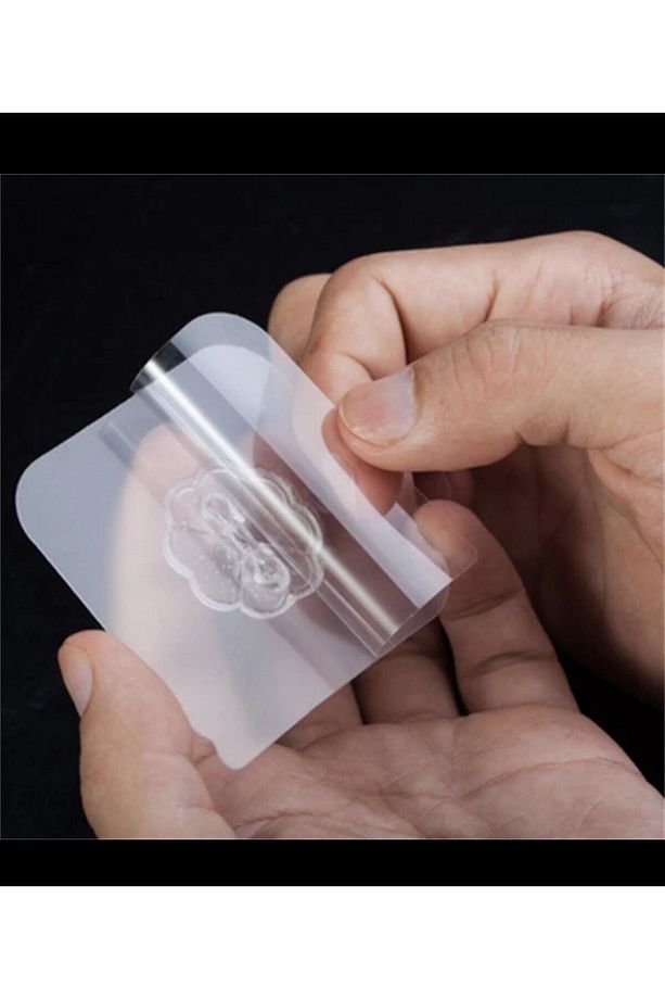 10 Adet 6x6cm Kendinden Yapışkanlı Şeffaf Güçlü Askı Kapı Duvar Askıları Ağır Yük Taşıma Askısı - 7