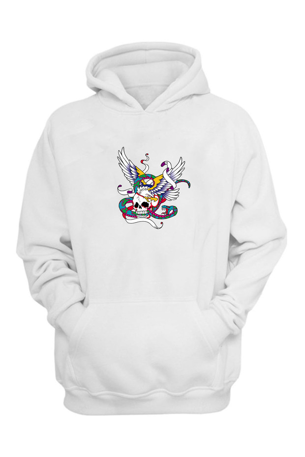 Unisex Skull Fictional Character White Regular Fit Sweatshirt