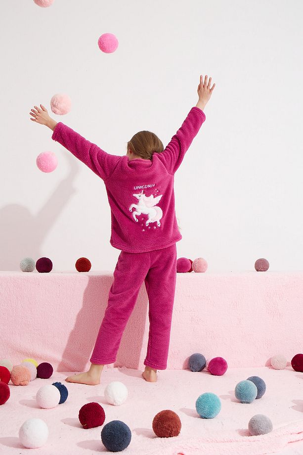 fuşya Alt-Üst Wellsoft Nakışlı Pijama Takım - 3