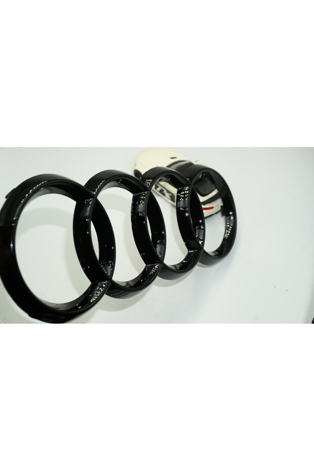 DK Audi A4 B5 Front Louver Grille Ring Glossy Black ABS Logo Emblem