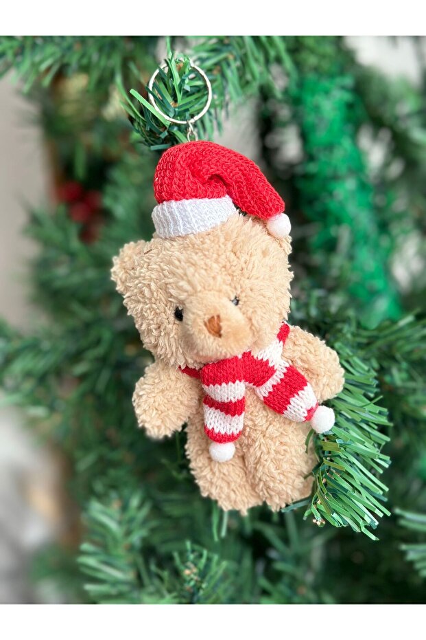 Imported Luxury New Year Christmas Gift Plush Toy with Hat Teddy Bear Keychain Pine Tree Ornament No4
