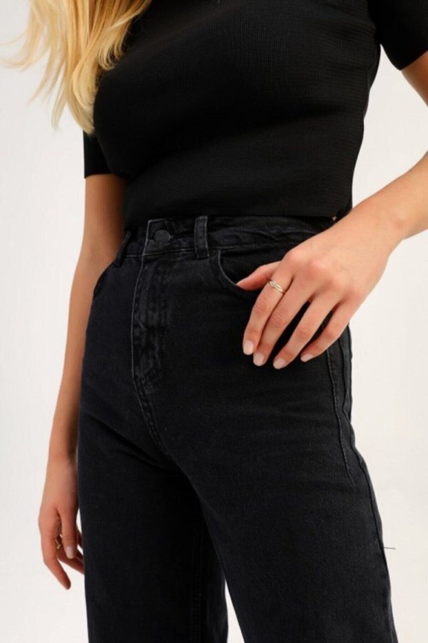 Women's High Waist Wide Leg Palazzo Jeans Trousers Black
