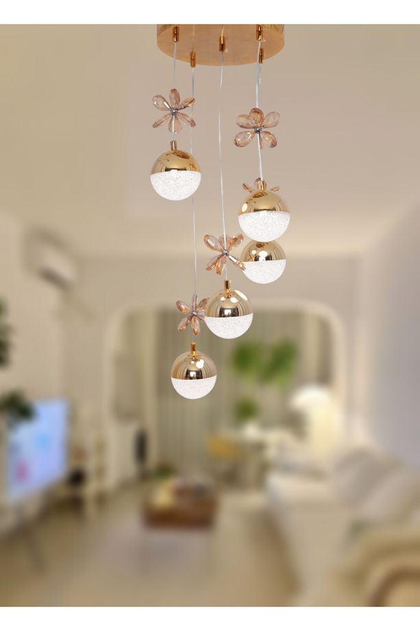 TT033-5-SR TT Aydınlatma Kelebek Toplu Model Sarı Kaplama 5 li 3 Renk Modüllü Ledli Avize - 2
