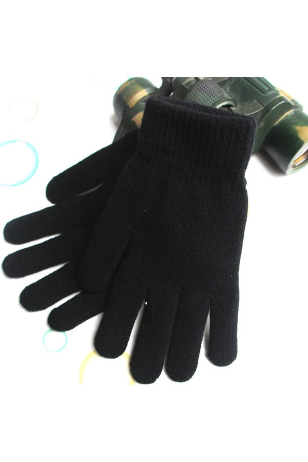 Premium Quality Indoor Black Color Winter Unisex Orlon Wool Mixed Gloves