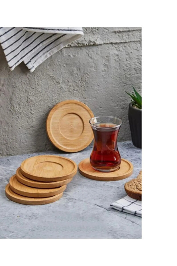 Mien 6'lı Bambu Çay Tabağı - 1