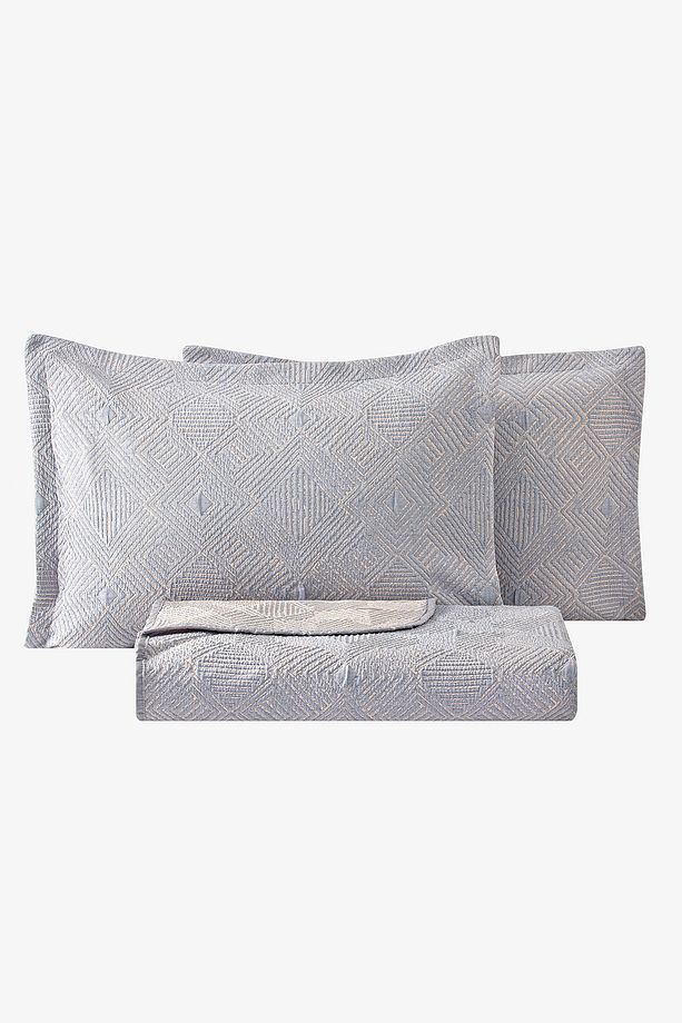 Shay Çift Kişilik Yatak Örtüsü Seti - Indigo - 3