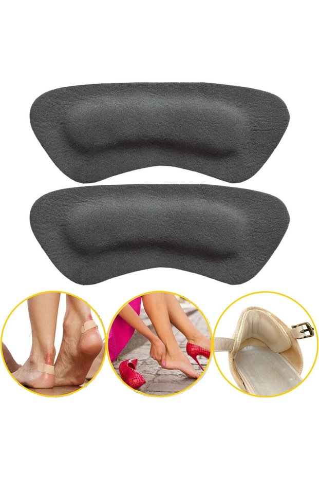 Dark Gray- Shoe Heel Anti-Knock Leather Pad, Natural Filled Self-Adhesive, 1 Pair